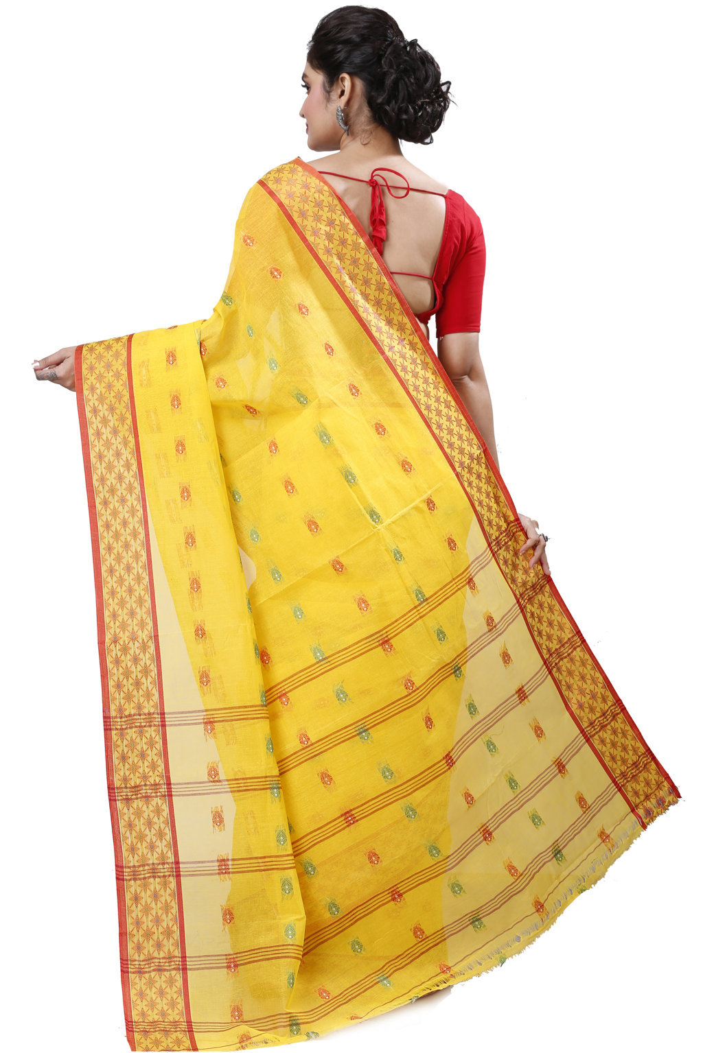 Yellow Pure Cotton Reese Tant Saree (971)